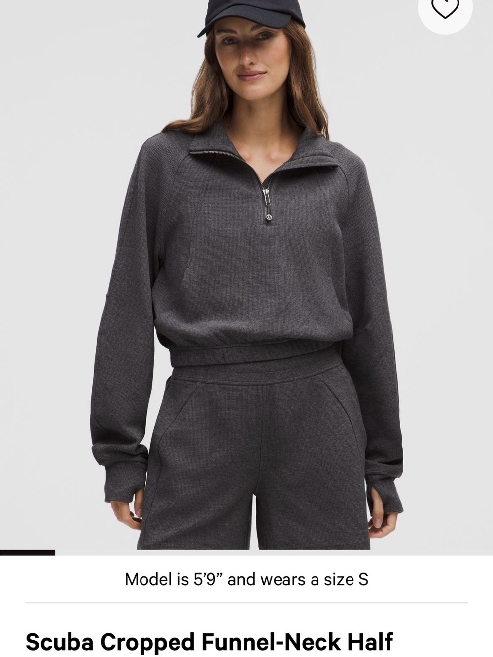 Lululemon Scuba Cropped Funnel-Neck Half-Zip in weathered graphite grey